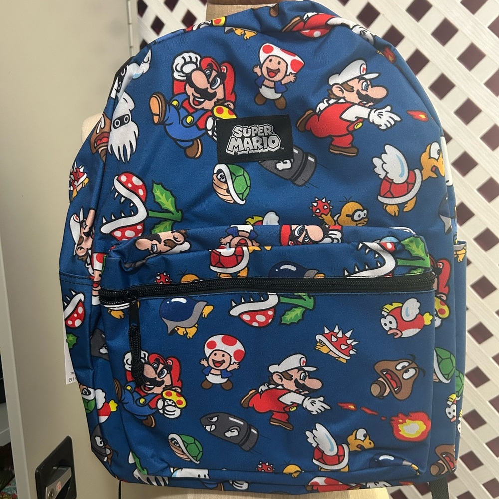 Super Mario Blue Character Print Backpack